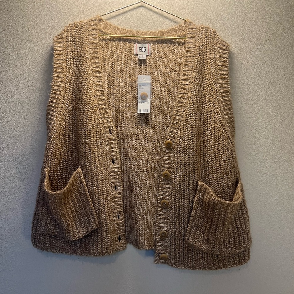 BDG Chunky Knit Tan Cardigan